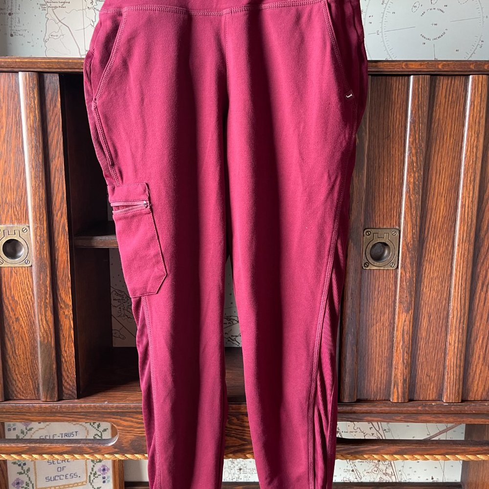 Jaanuu Women’s Gold Zip Moto Pant Wine Scrubs Scrub Pants